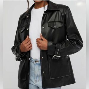 NWT WeWoreWhat Black Vegan Leather Western Jacket